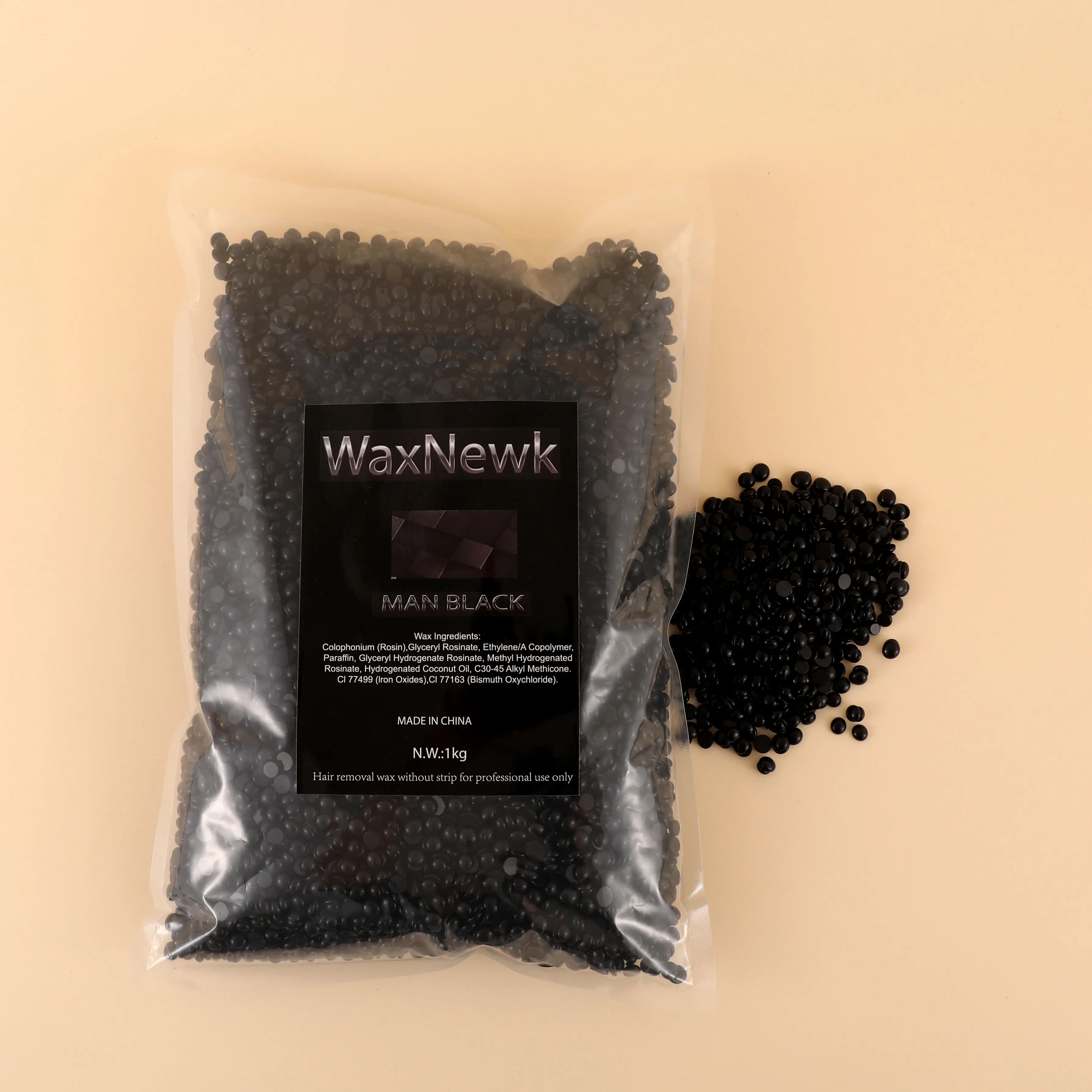 WaxNewK man black wax 1kg waxing depilatory face body thick coarse painless hair removal dry fast depilatory wax beans