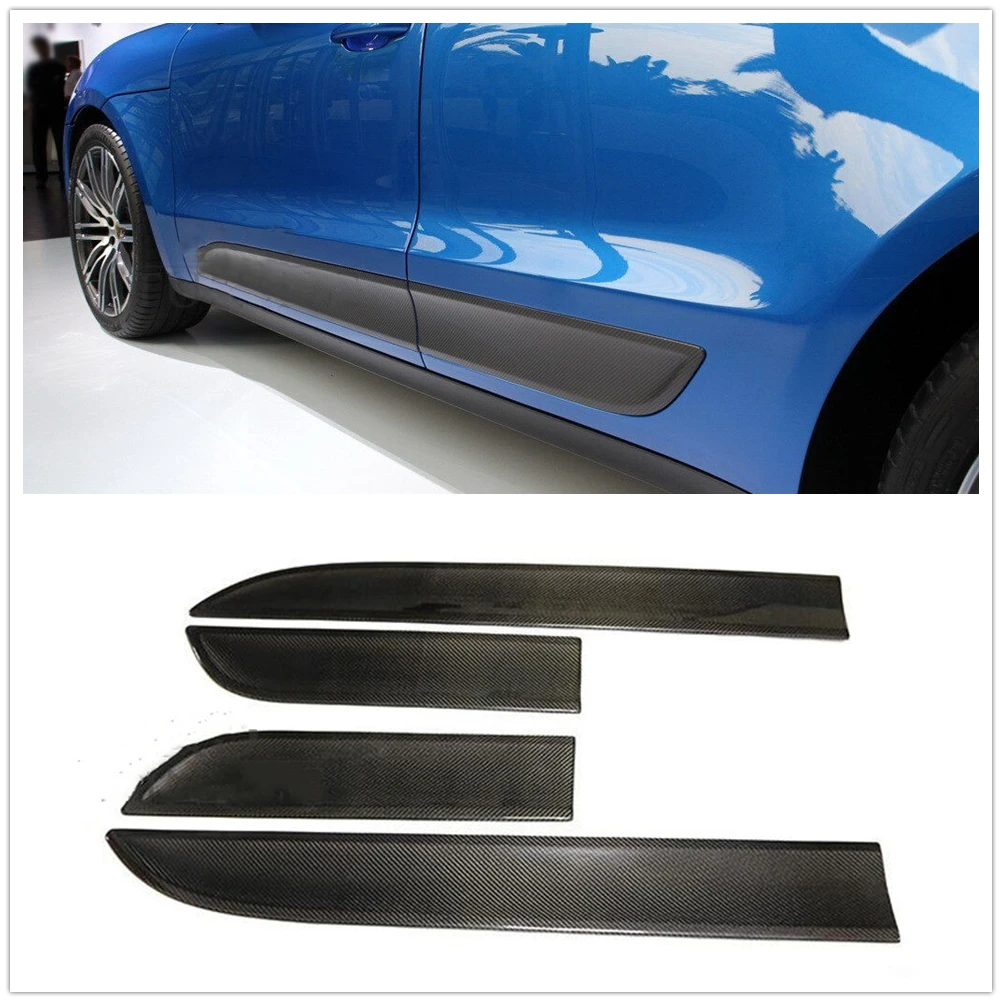 

4PCS Carbon Fiber Door Panel Side Skirt Molding Trim Guard Cover Strip Splitter For Porsche Macan 2014-2023