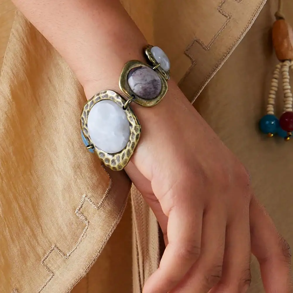 Exaggerated Irregular Stone Retro Bracelet Women Bracelet Women's Hand Bracelets Italian Charm Bracelet 3
