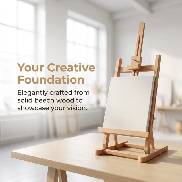 Easy Angle Adjustment 28cm Wood Easel Beech Foldable Table Easel Multi-Groove Freestanding Painting Easel Daily Ornament Display 1