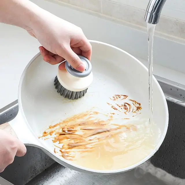 Brosse à vaisselle polyvalente avec poignée, brosses de cuisine pour nettoyer l'épurateur de vaisselle avec poils rigides pour évier, casseroles et poêles 4