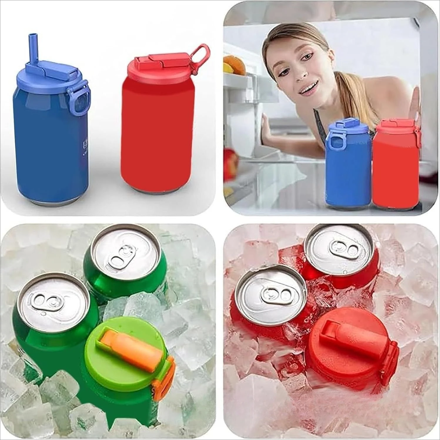 Travel Soda Lid Soda Lid Cover Reusable Silicone Lids with Straws Bpa-free Covers for Standard Beverage Cans for Picnics silicone stretch lids drink cup lids