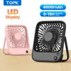 TOPK Desk Table Fan Rechargeable 2000mAh/4500mAh Battery Operated Desktop Fan Silent Thin Personal Fan with Power & Speed Displa 1