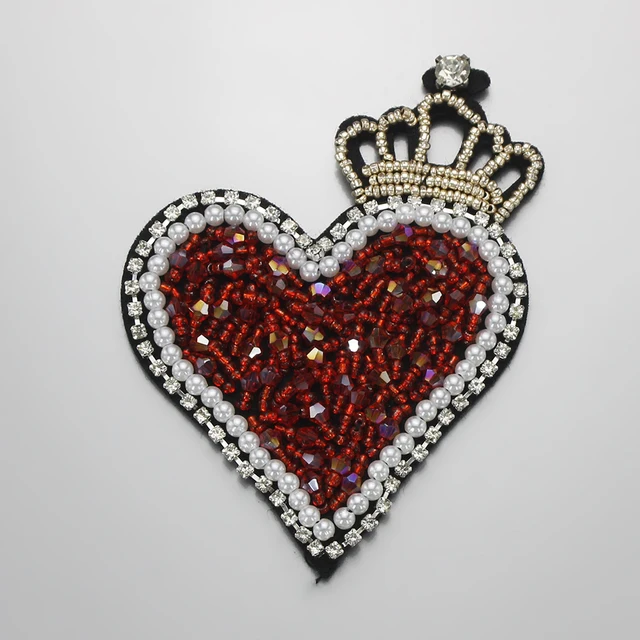 Rhinestone Beaded Angel Wings Heart Patch - Sequined Applique For Clothing, Bags, Hats DIY Decoration