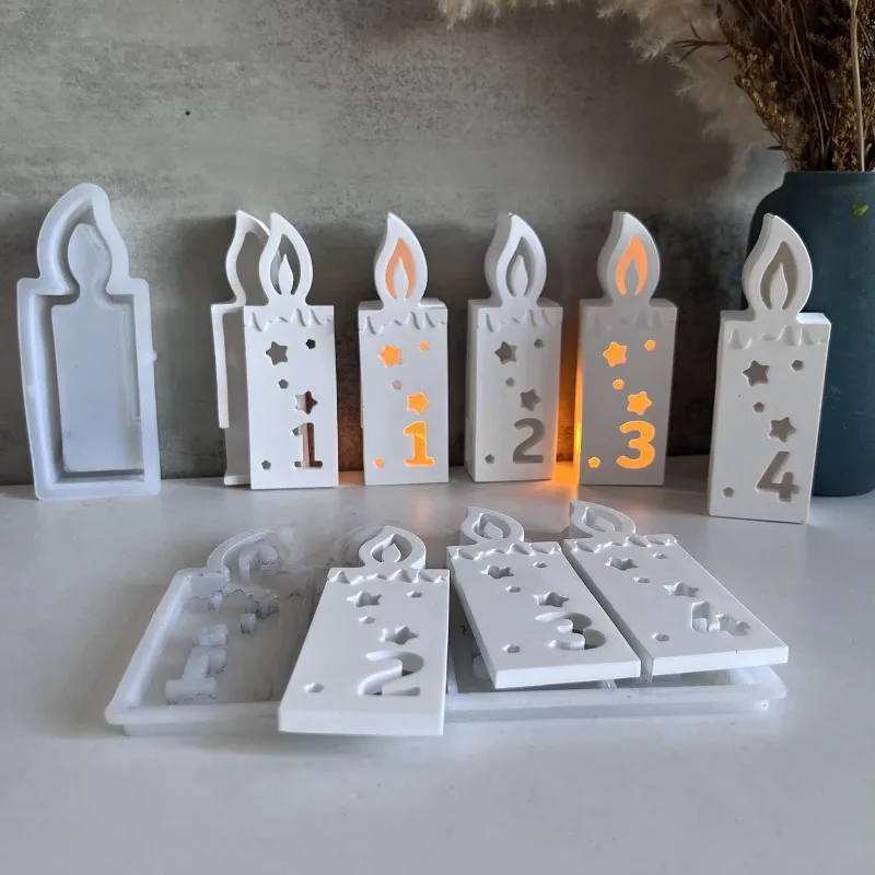 Silicone Mold Digital Candle Atmosphere Lamp Silicone Mold A Set of Digital Candle Decoration Molds Christmas Advent Gypsum Dropping Mold