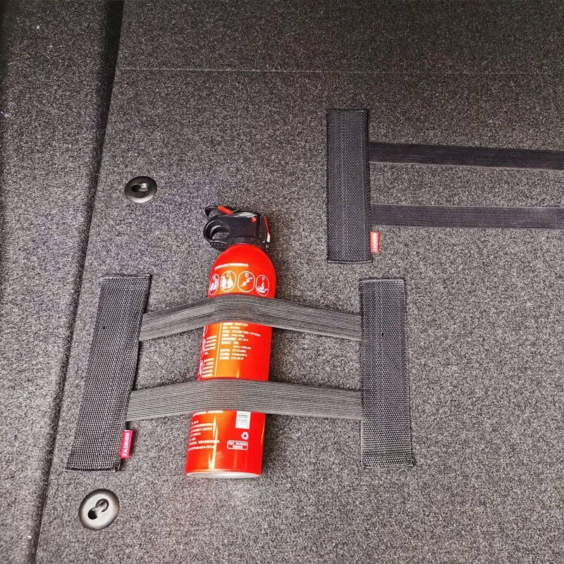 Car Back Rear Trunk Elastic Mesh Fixed Straps Car Interior Organizer Extinguisher Storage Net Seat Back Fixing Bag Accessory