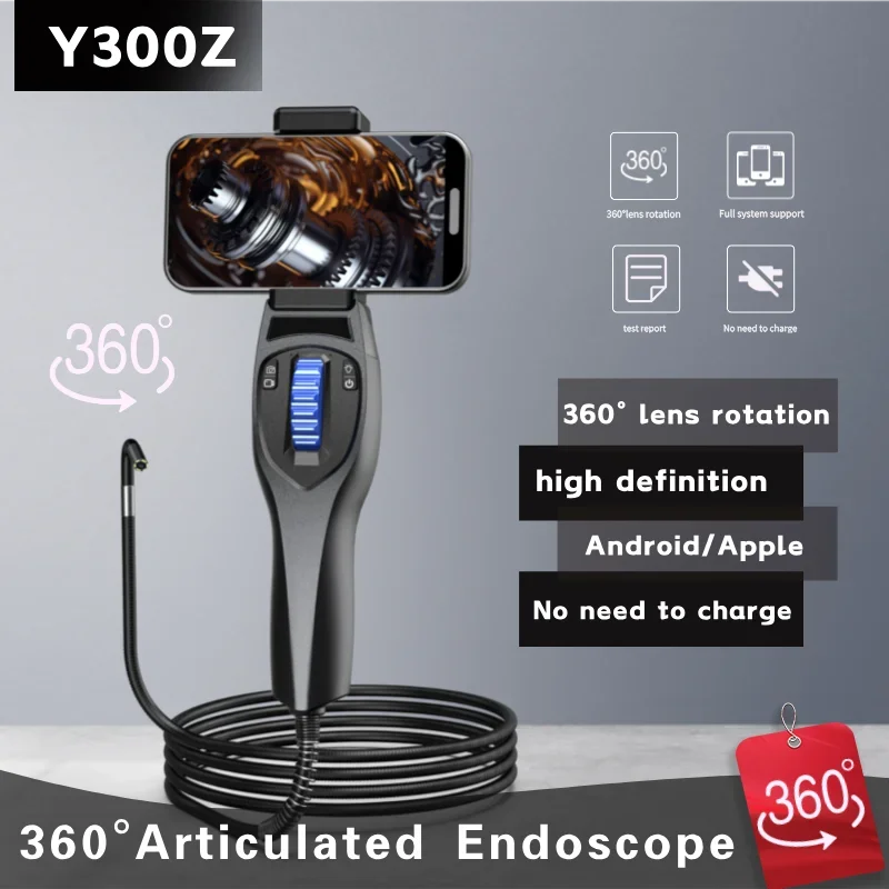 Two-Way 360° Articulating Borescope 1080P Endoscope Camera with Light 3.9mm Waterproof Probe Camera For Android/iOS Phone 3