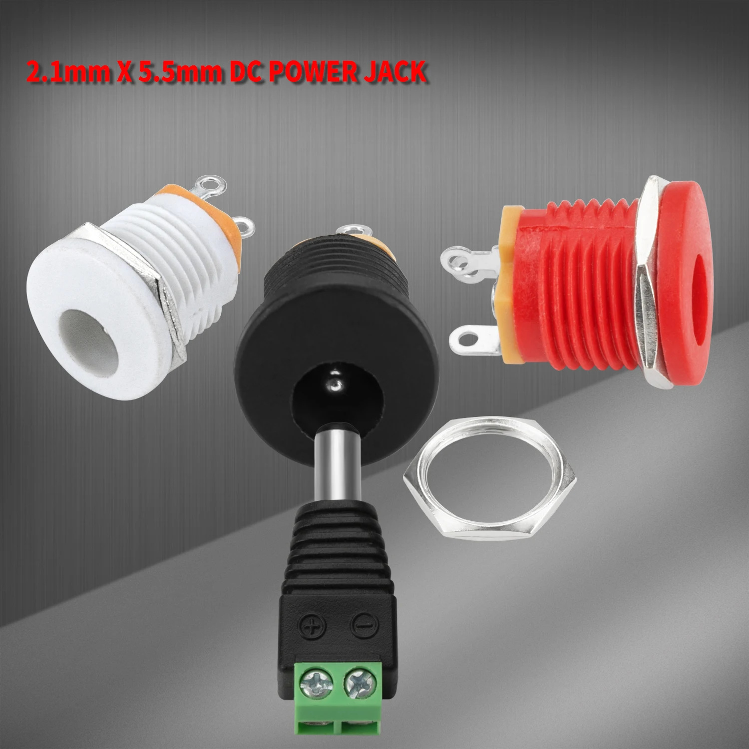 Guitar Jack Socket 10PCS 2.1mm DC Jack 5.5x2.1mm Female DC Power Jack 2.1 X 5.5mm Connector 6V 9V 12V Barrel Panel Mount