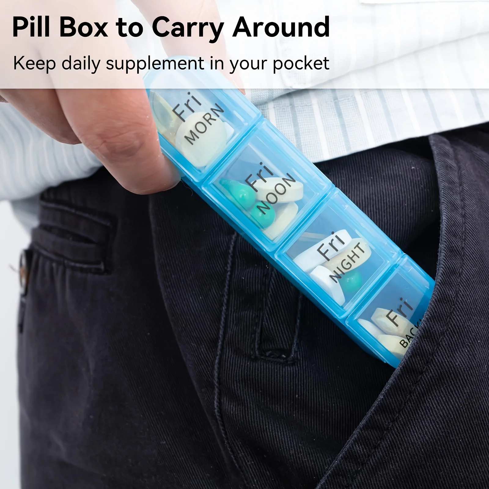Weekly Pill Organizer with Removable Daily Containers - 4-Times-a-Day Compartments, Ideal