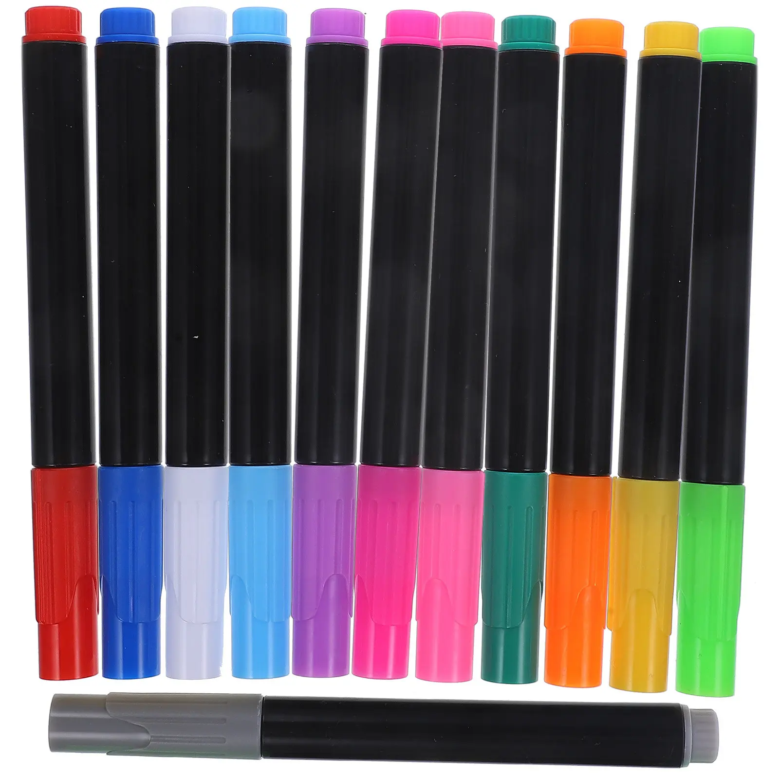 12Pcs 편리한 액체 분필 펜 학교 교실 벽 문 유리 아크릴 칠판용 빠른 건조 얼룩 없는 마커