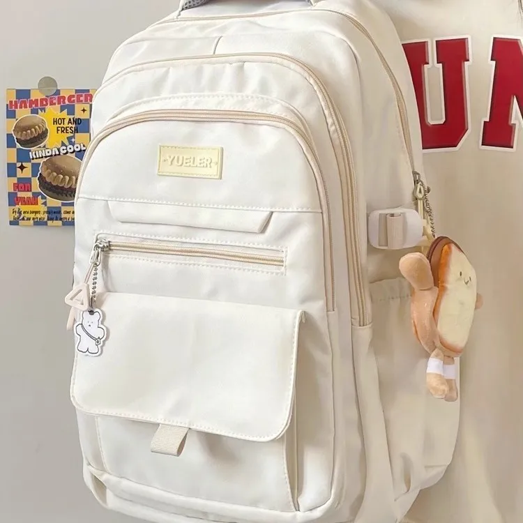 High Capacity School Backpack for Junior And High School Students Spine Protection Cute British Style Dual Shoulder Bag - 3