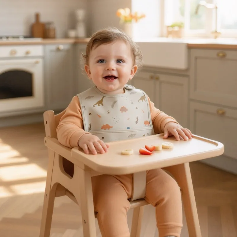 New European Baby Bibs Waterproof PU Feeding Cartoon Print Infant Baby Burp Cloths Sleeveless Drool Pocket Vests for Toddler