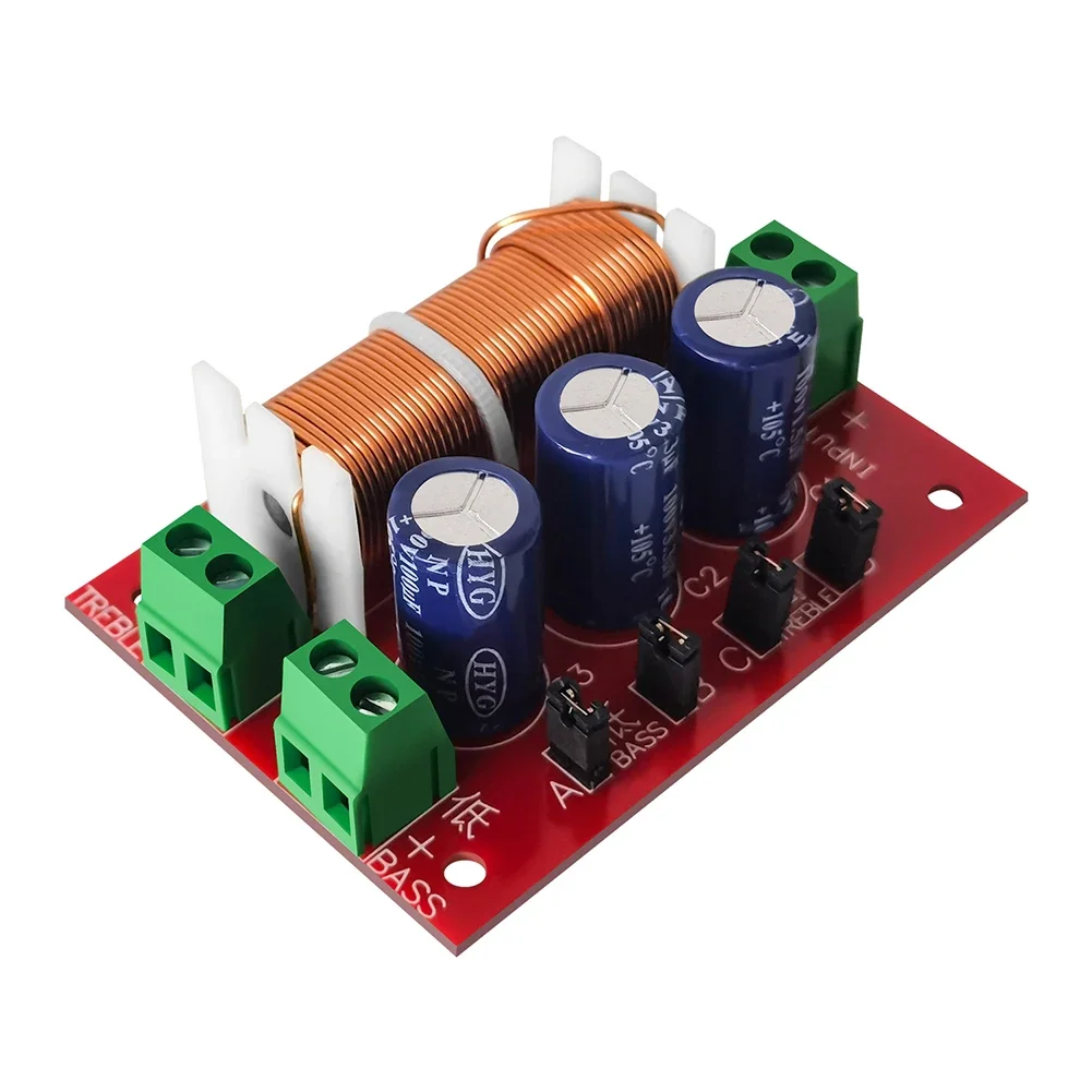 2 Way Crossover Filters Module 400W Audio Speaker Frequency Divider Adjustable Full Range Treble Bass Welding Free YLY-2088