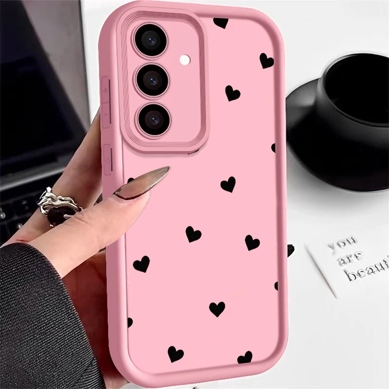 Luxury Black Love Heart Phone Case - Elegant Protective Cover