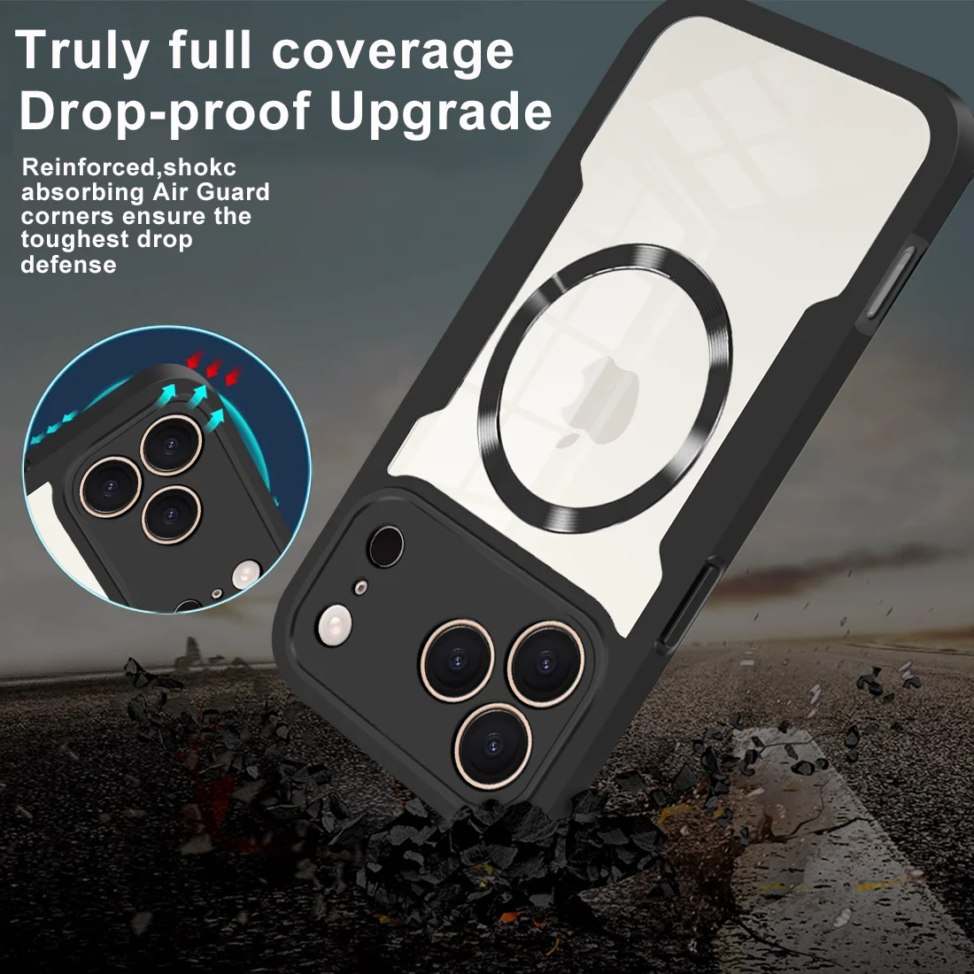 Universal 360° Protection MagSafe Case with Double-Sided Soft Silicone and Clear Magnetic Back Cover