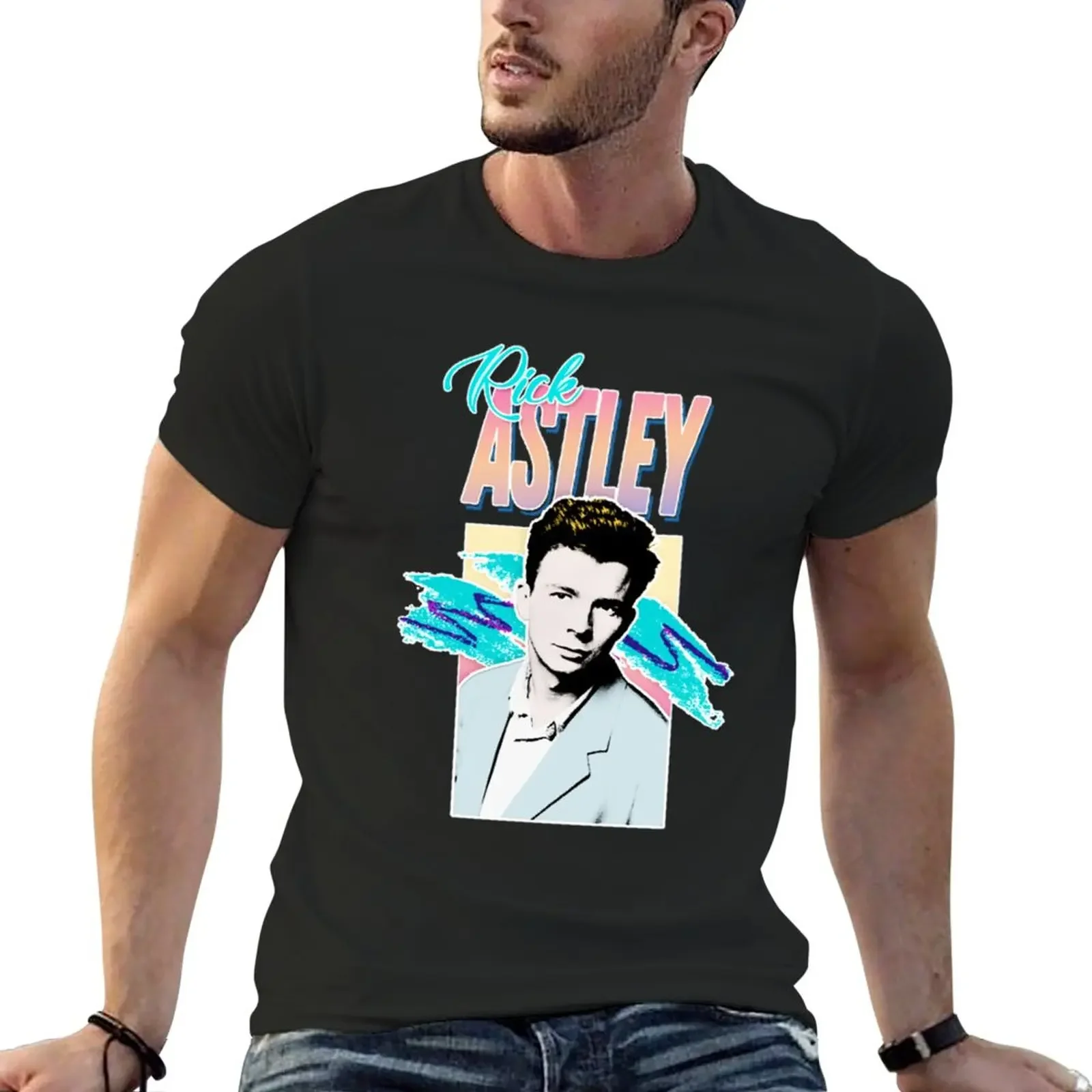 

Rick Astley 80s Aesthetic Tribute T-Shirt tops hippie clothes men clothing