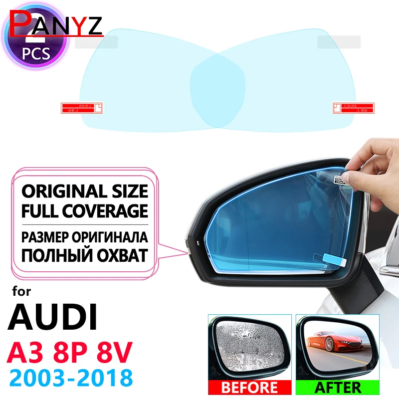 

Полноэкранная противотуманная пленка для зеркала заднего вида для Audi A3 8P 8V 2003 ~ 2018 аксессуары S-Line S3 противотуманные непромокаемые пленки Прозрачная Фольга