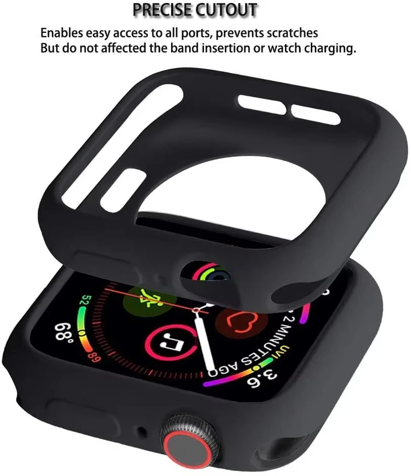 Soft Silicone Protective Case for Apple Watch - Flexible Bumper Shell Cover