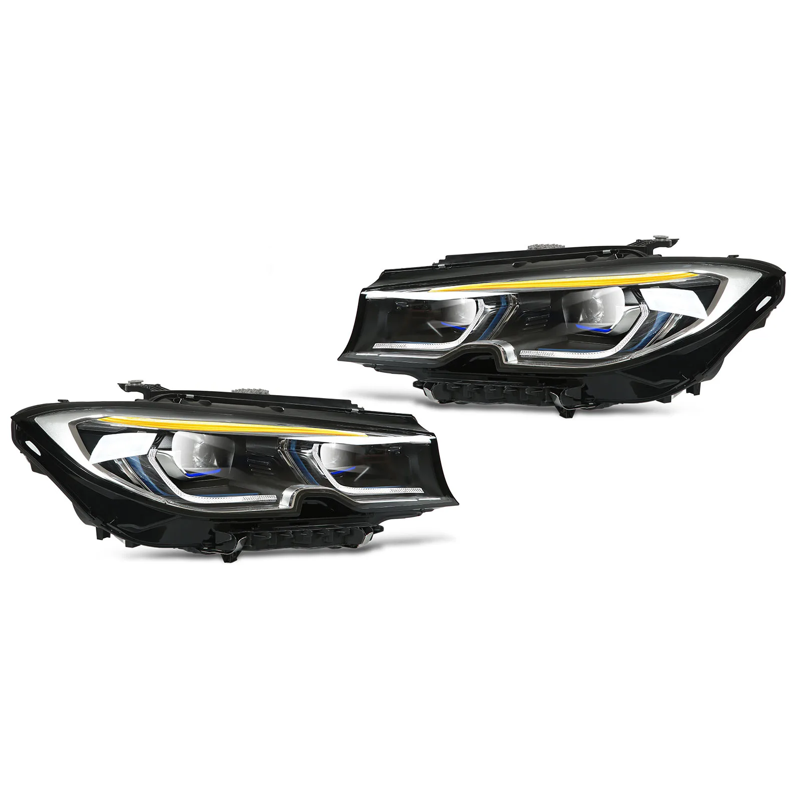 차량용 고정밀 레이저 조명 헤드라이트, 적응형 헤드라이트, ABS PMMA PC 8 LED 프로젝터, IP67 방수, 블루 스트라이프