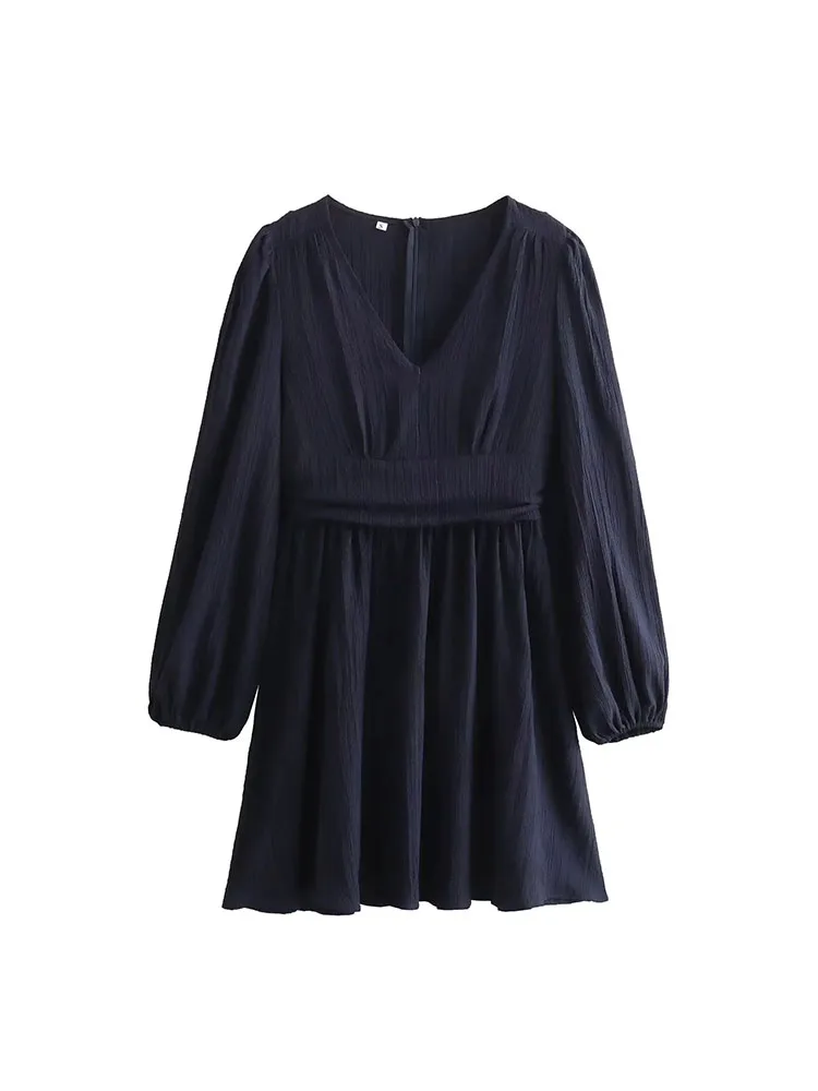 

ZADATA Новая женская модная универсальная свободная однотонная простая ретро-одежда с V-образным вырезом для офиса и поездок