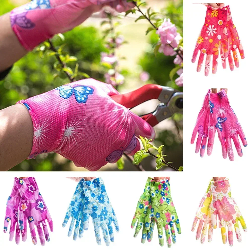 1Pair Yard Cleaning Palm-Coated Floral Garden Gloves Women Non-Slip Working Gloves Non-Slip Household Labor Protection Gloves 3
