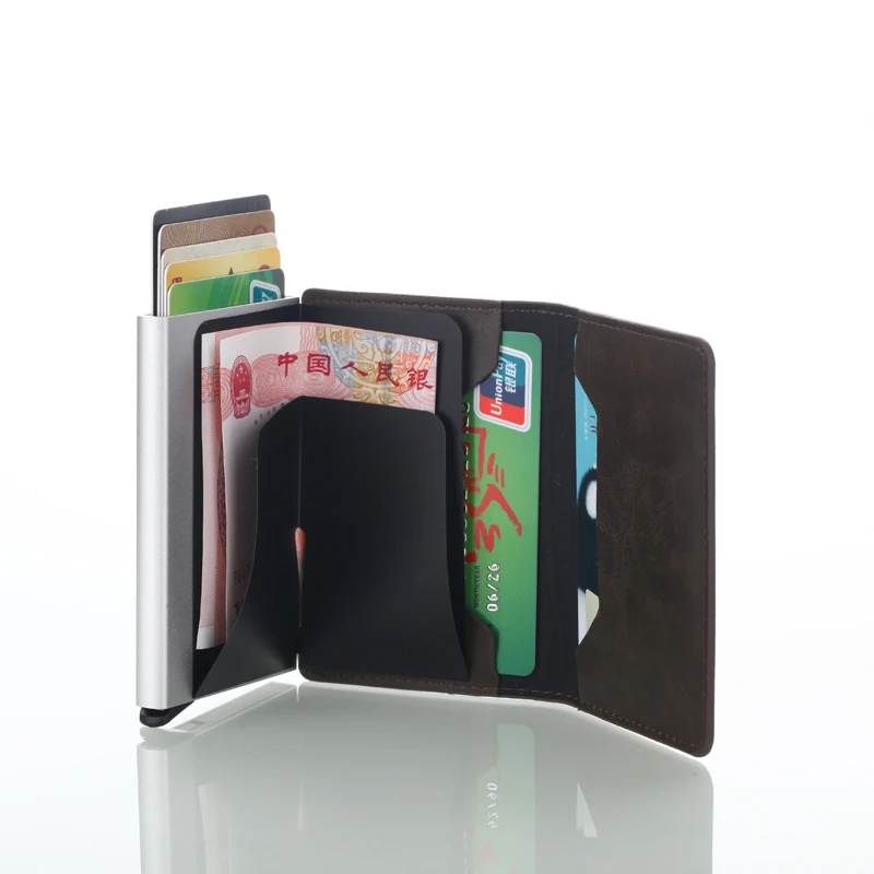 Cizicoco Antitheft Men Vintage Credit Card Holder Blocking Rfid Wallet Leather Unisex Security Wallet Leather Women Magic