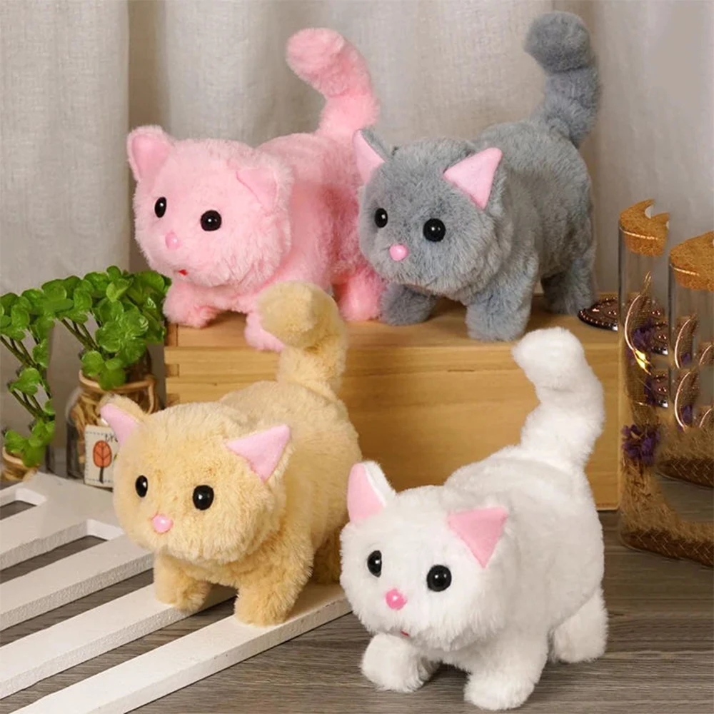 Simulation Interactive Cat Plush Toy Electronic Stuffed Doll Walking Tail Wagging Head Shaking for Boys Girl Birthday Gift plush toys cat toy