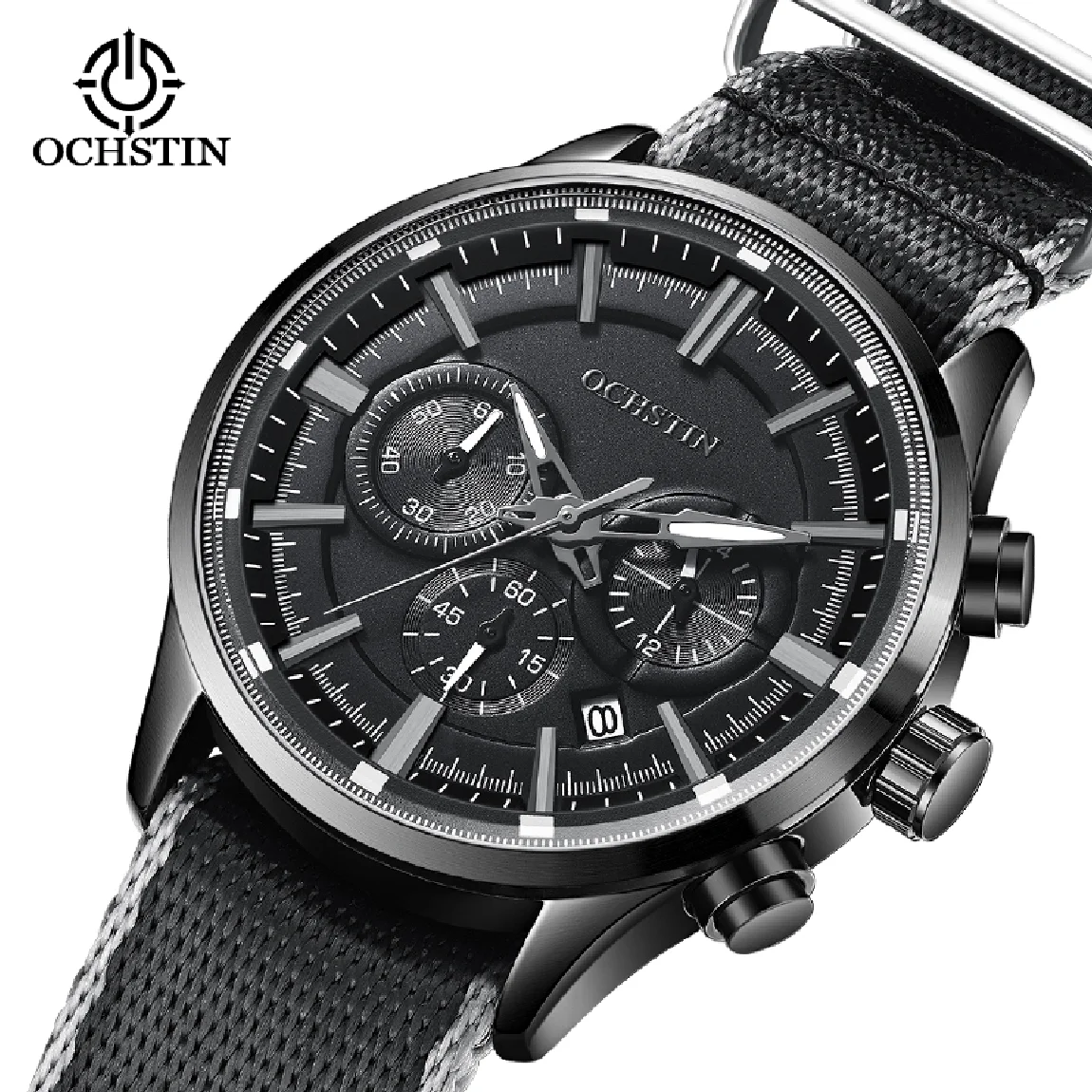 

OCHSTIN 2020 Men's Watches Top Brand Luxury Sports Wrist Watch For Men Nylon Strap Waterproof Quartz Man Chronograph Date Clocks
