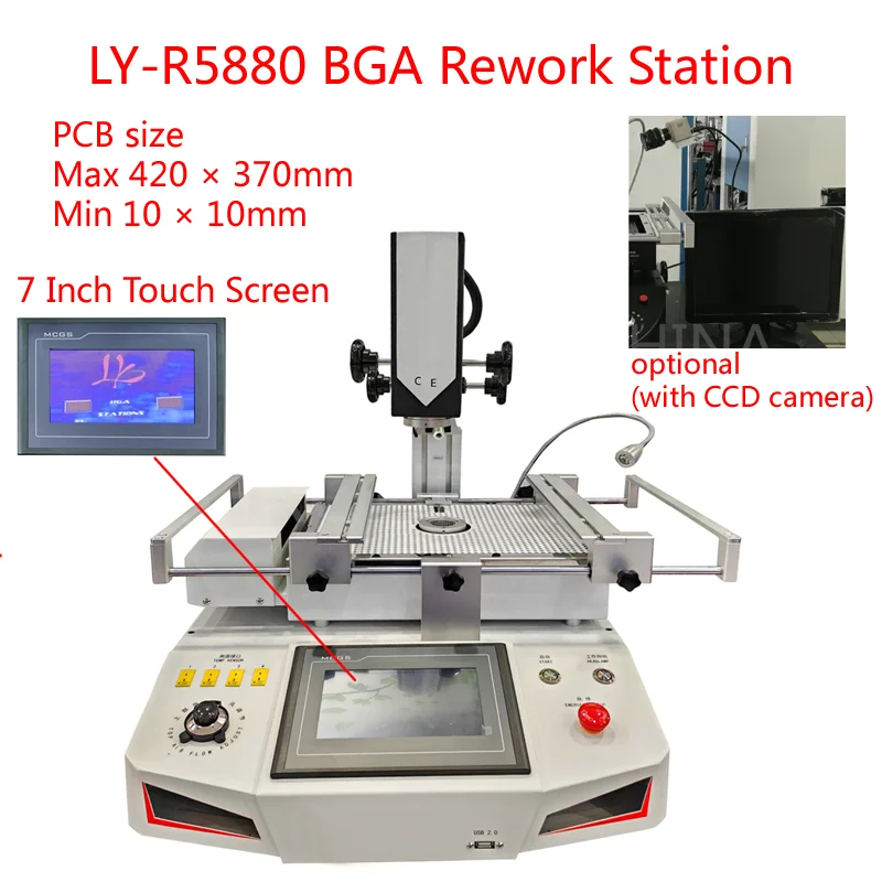 

2024 New version LY-R5880 R5880C Touch Screen BGA Rework Station Hot Air 3 Zones For Laptop Game Console Motherboard Chip Repair