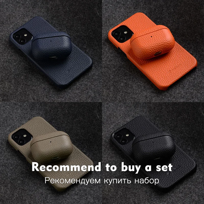 Genuíno para Airpods Fone de Ouvido Case para Apple Natural do Couro Case Bluetooth Airpods 3 2 Acessórios Lichia Padrão Natural do Pro - Image 6