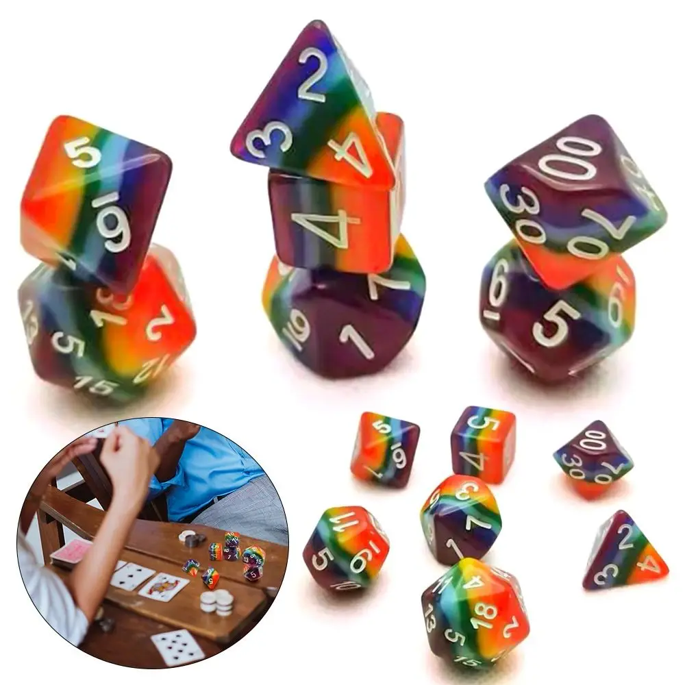 

7Pcs/Set Polyhedral Rainbow Dice Set Multifaceted Leisure Entertainment Toys Board Game Accessory Party Supplies For TRPG DND