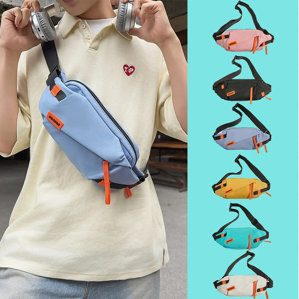 Chest Bag, Men's Trendy Japanese Crossbody Bag, Contrasting Color Sports Multifunctional Waist Bag, Simple Shoulder Bag