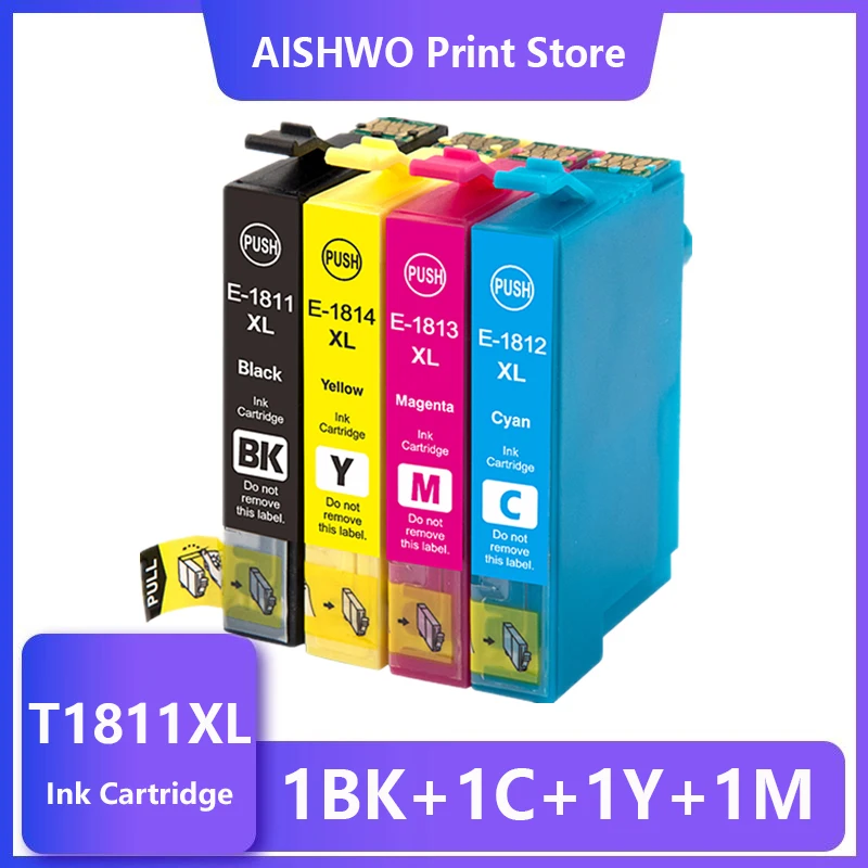 цена Compatible Ink Cartridges For EPSON 18XL T1811 T1814 XP312 XP205 XP225 XP212 XP215 XP302 XP412 XP402 XP415 Printer