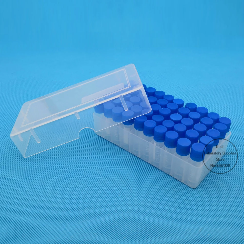 50 pieces plastic 1.8ml freezing tube + one piece 50 vents plastic Freezing tube storage box for experiment
