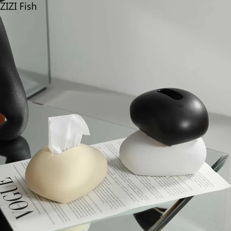 Simple Ceramic Tissue Box Desktop Decoration Creative Tissue Storage Box Modern Napkin Tissue Holder Home Decoration Accessories 2