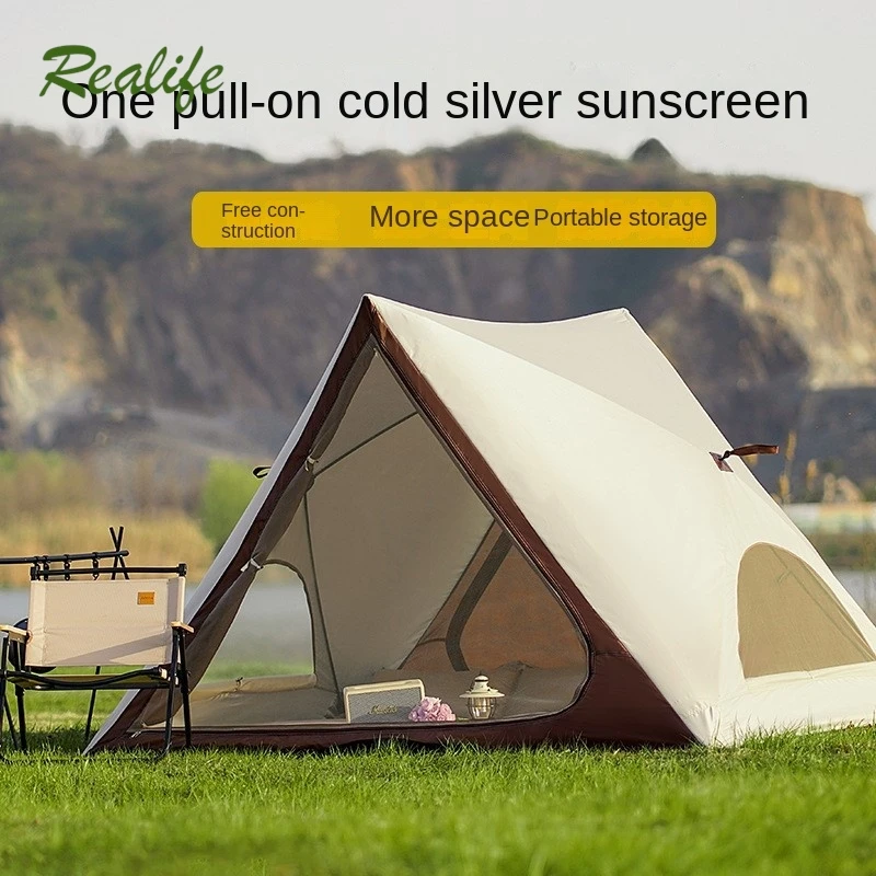 Realife Beach Tent Portable Outdoor Camping Triangle Tent Fully Automatic Quick Opening Beach Sunscreen