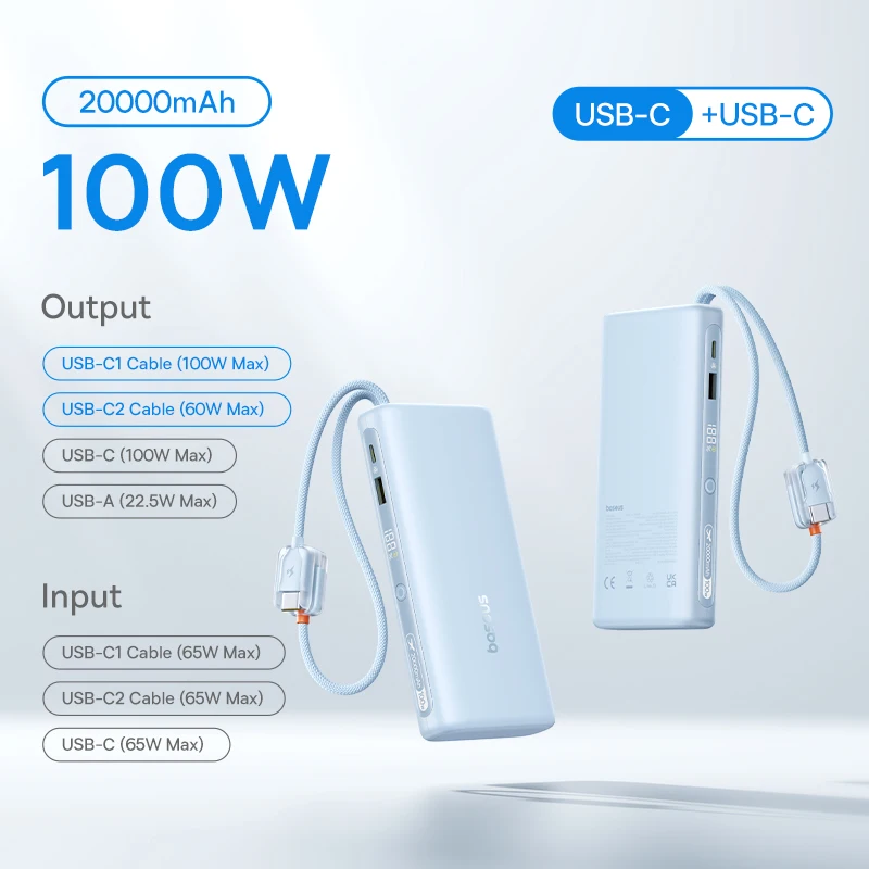 100W Dual C Cable BL