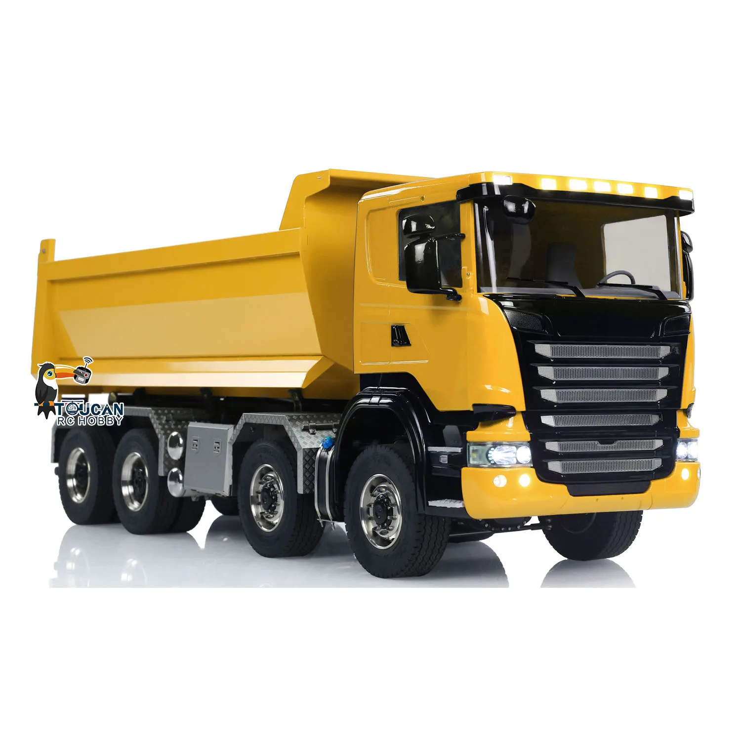 1/14 RC Hydraulic Full Dump Truck 8x8 Roll-on off Dumper Car Differential Lock Axles Painted Assembled Tipper Model for Adult 4