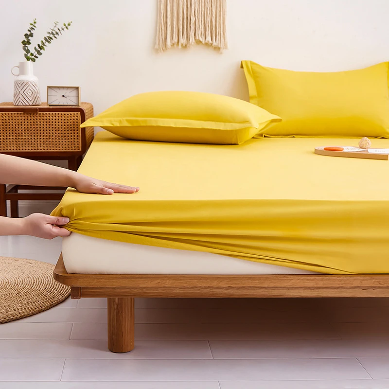 100% Cotton Elastic Fitted Sheet Set High Quality Skin Friendly Double Bed Sheet Set 200x220 Breathable Bedsheet and Pillowcase 2