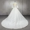 Scalloped Glitter Champagne Wedding Dress Prom Dress Detachable Sleeve Sequin Beaded Bridal Wedding Dress Long 1315 2