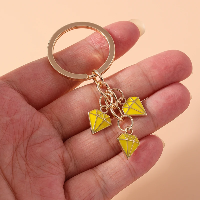 Modischer Bunter Kristallförmiger Schlüsselanhänger für Frauen Männer Auto-Schlüssel Handtaschen-Schlüsselringe DIY Schmuck Geschenk – Detail 3