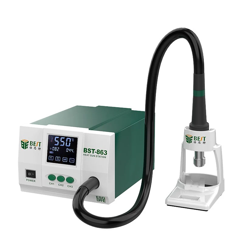 Bst-863 1200W Rilavorazione Ad Aria Calda Ad Alta Potenza Esd Safe Bga Smd Stazione Aria Calda Hotair Station Digital Touch Screen Pistola Ad Aria Cal