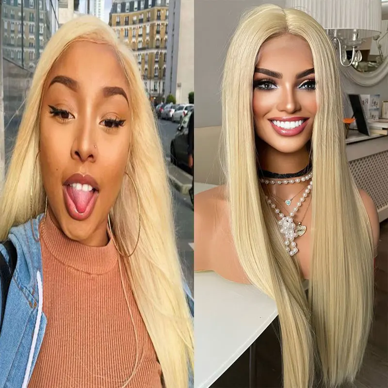 

Bombshell Honey Blonde 613 Straight Synthetic 13X4 Lace Front Wig Glueless High Quality Heat Resistant Fiber Hair For Women Wigs