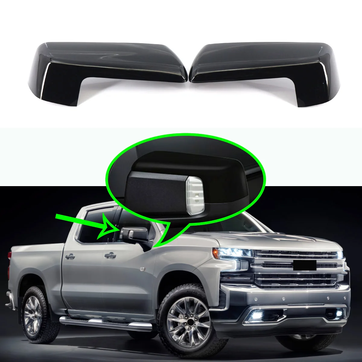 

Подходит для Chevrolet Silverado крышка бокового зеркала заднего вида глянцевая черная
