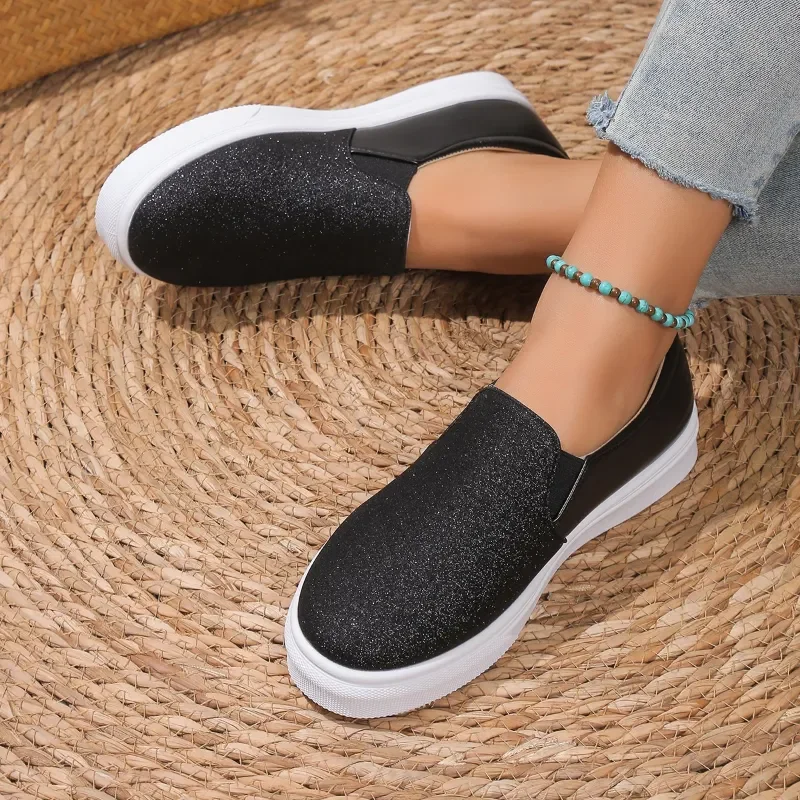 Women Sneakers Leather Shoes Spring Trend Casual Flats Sneakers Female New Fashion Comfort Slip-on Platform Vulcanized Shoes