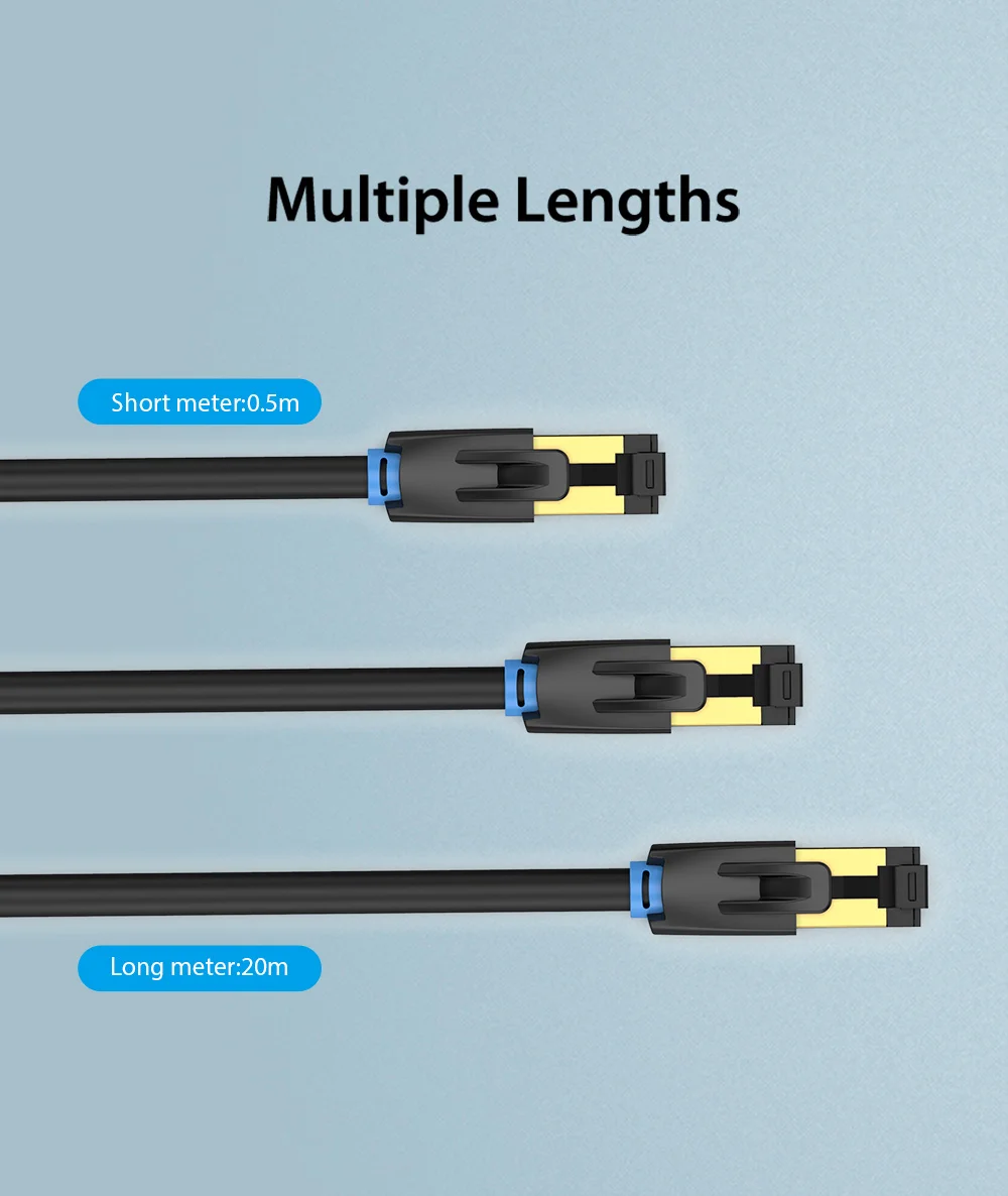 CAT8 Ethernet Cable 40Gbps 2000MHz high speed CAT 8 Networking Internet Lan Cord