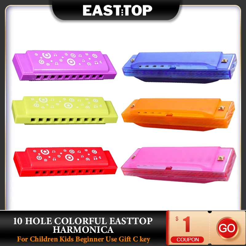 EASTTOP 6 шт. 10 отверстий красочная гармоника для детей начинающих использования в