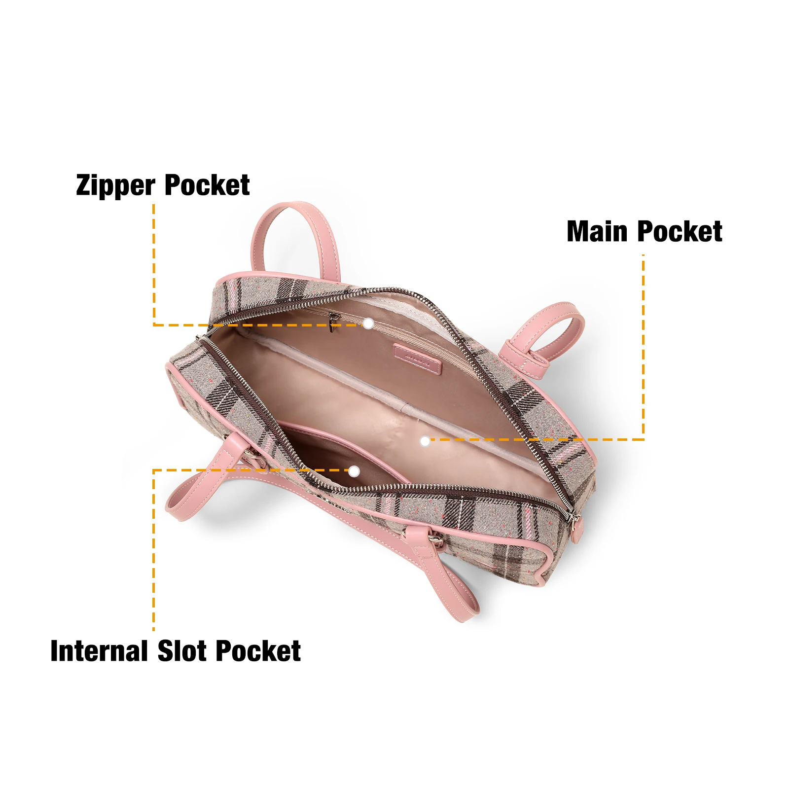 AILUXI Plaid Wool Underarm Bowling Bag Cute Heart Print Handbag Daily Commuting Gym Bag Christmas Halloween Gift 4