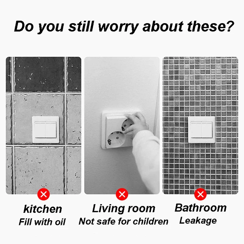 Electrical Power Socket socket protective cover electrical sockets 86 Type Wall Socket Waterproof Box Heightened Self Adhesive Electric Plug Cover Splash Box Sockets Switch Button Protection