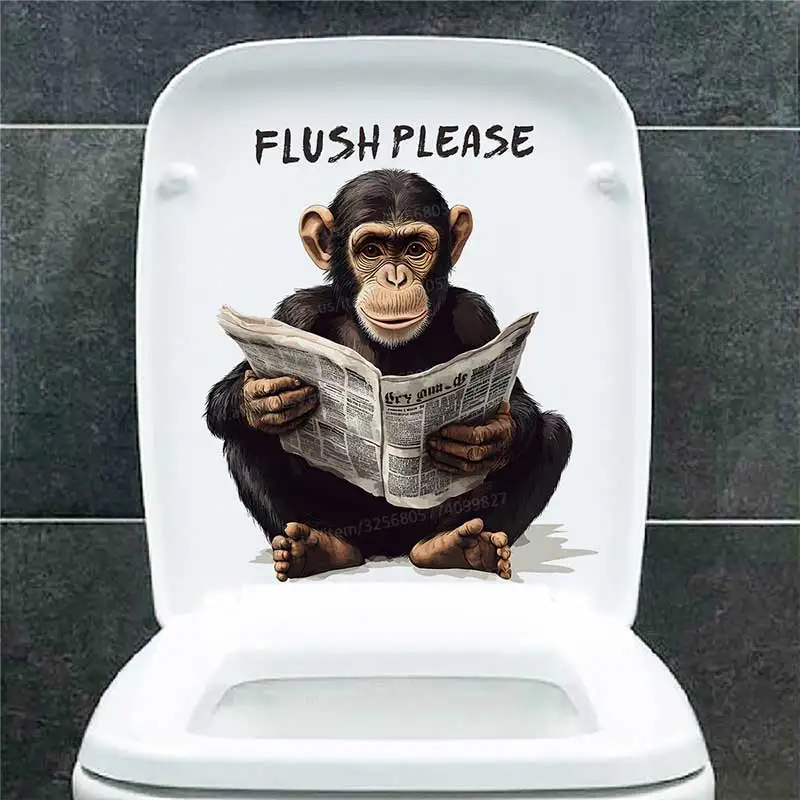 Cartoon Monkey Toilet Sticker Toilet Cover Sticker Wall Stickers Animal Wc Fun For Home BathRoom Decoration S529